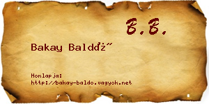 Bakay Baldó névjegykártya